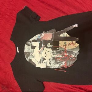 Black Graphic T-Shirt with Music Collage